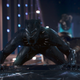 Black Panther pounces for justice in a scene from Black Panther.